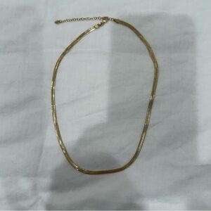 Gold Flat Snake Chain Herringbone Necklace